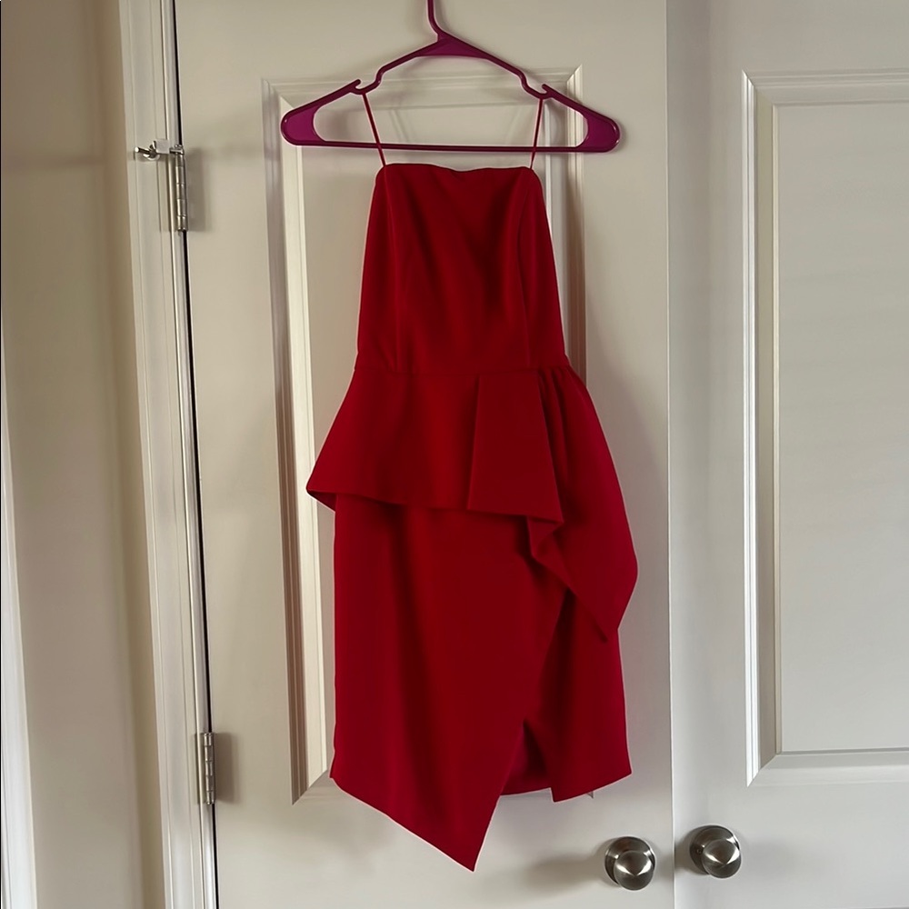 Adelyn Rae Red Asymmetrical Sundress Cocktail